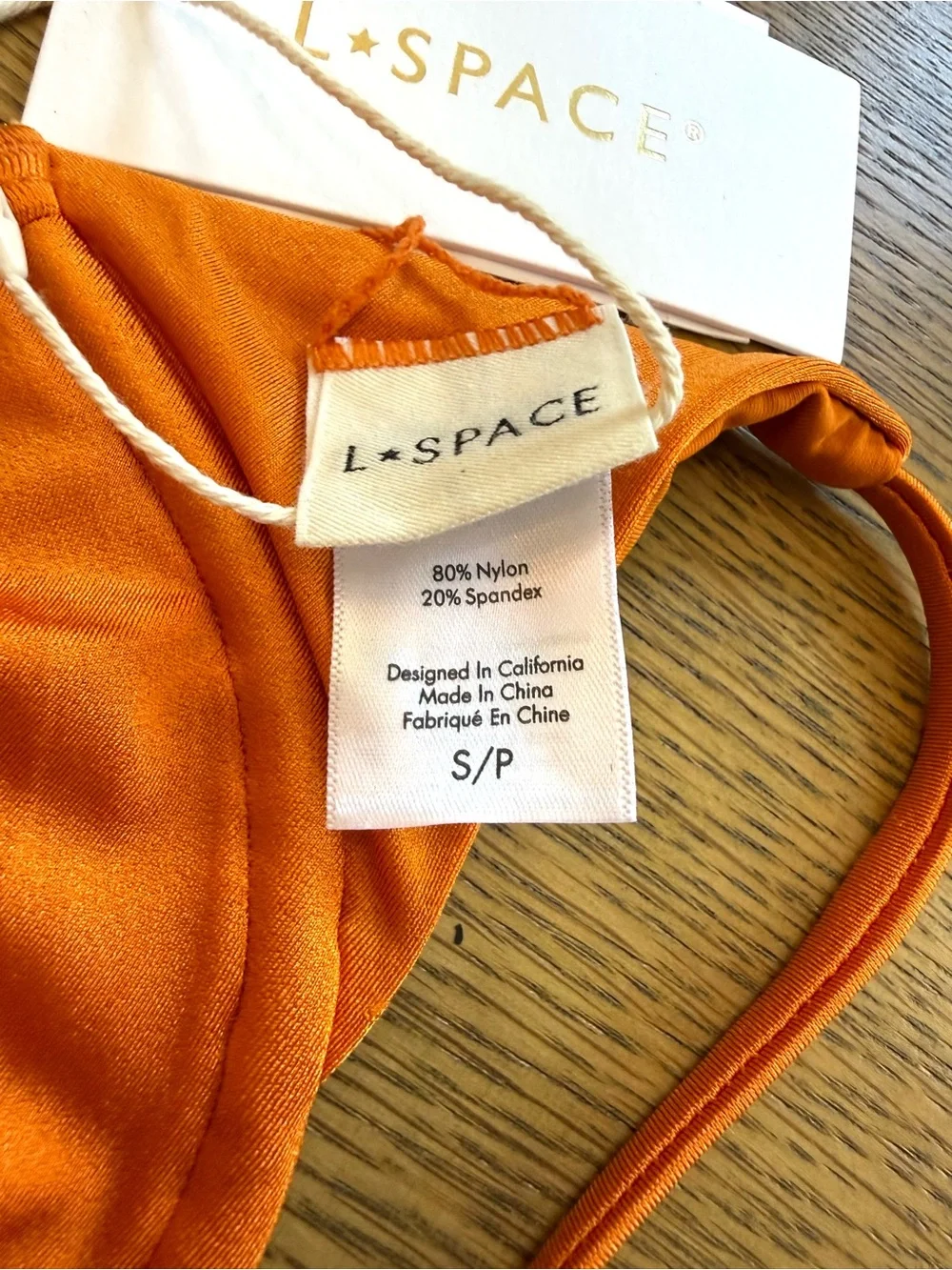 L*Space Toni Bikini Top Orange Twist Front Halter Size S NWT